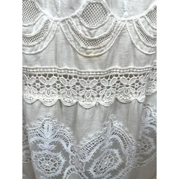 Alice + Olivia Alora Embroidered Crochet Lace Eyelet Floral Maxi Dress Size 4 Maxi